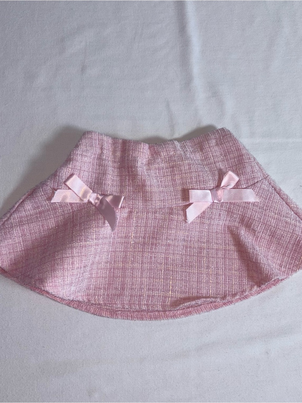 Disney x pat pat age 2 Pink Tweed Bow A-Line Skirt elastic waist lined